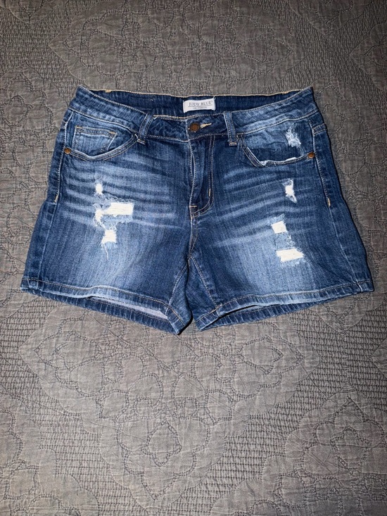 Judy Blue Pants - Judy Blue Women's Distressed Denim Shorts - Blue